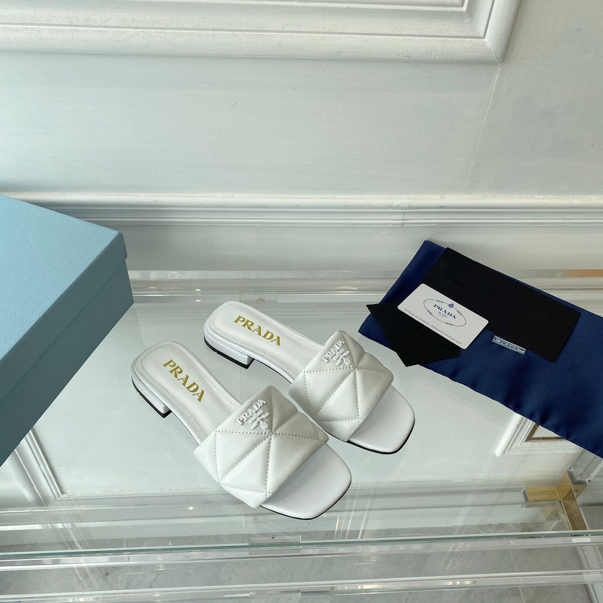 PRADA Pra Slide 25 Quilted White leather