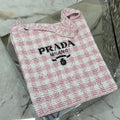 PRADA LARGE TOTE BAG 45 IN PINK MIX WHITE AND BLACK WOVEN RAFFIA