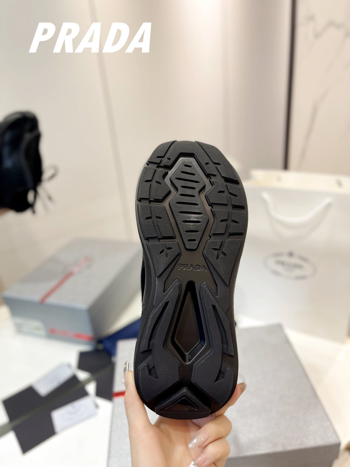 PRADA SYSTEME BRUSHED SNEAKERS BLACK CALFSKIN