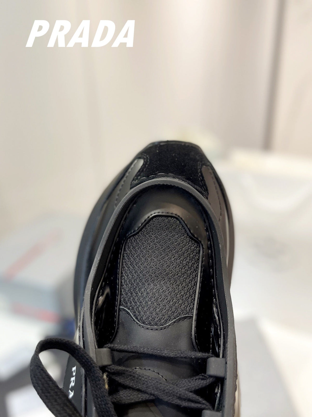 PRADA SYSTEME BRUSHED SNEAKERS BLACK CALFSKIN