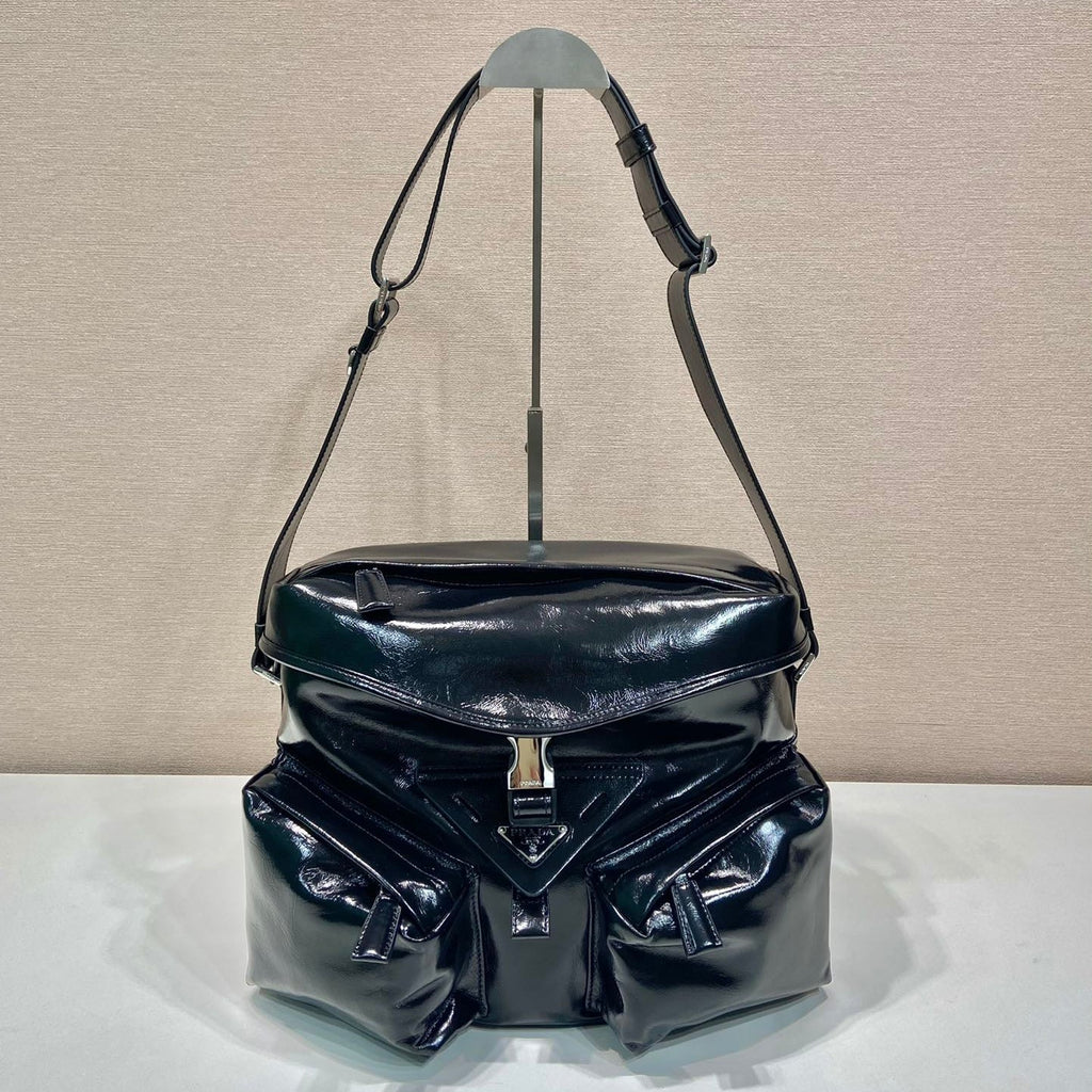PRADA CROSSBODY BAG 29 IN BLACK OIL WAX LAMBSKIN
