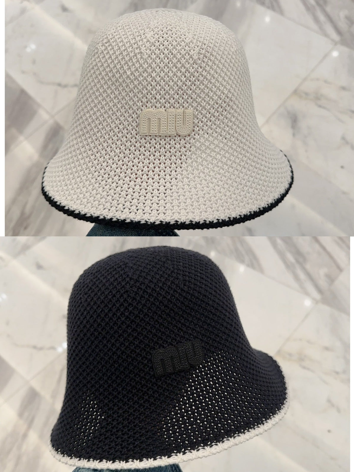 MM BUCKET IN WHITE MESH FABRIC