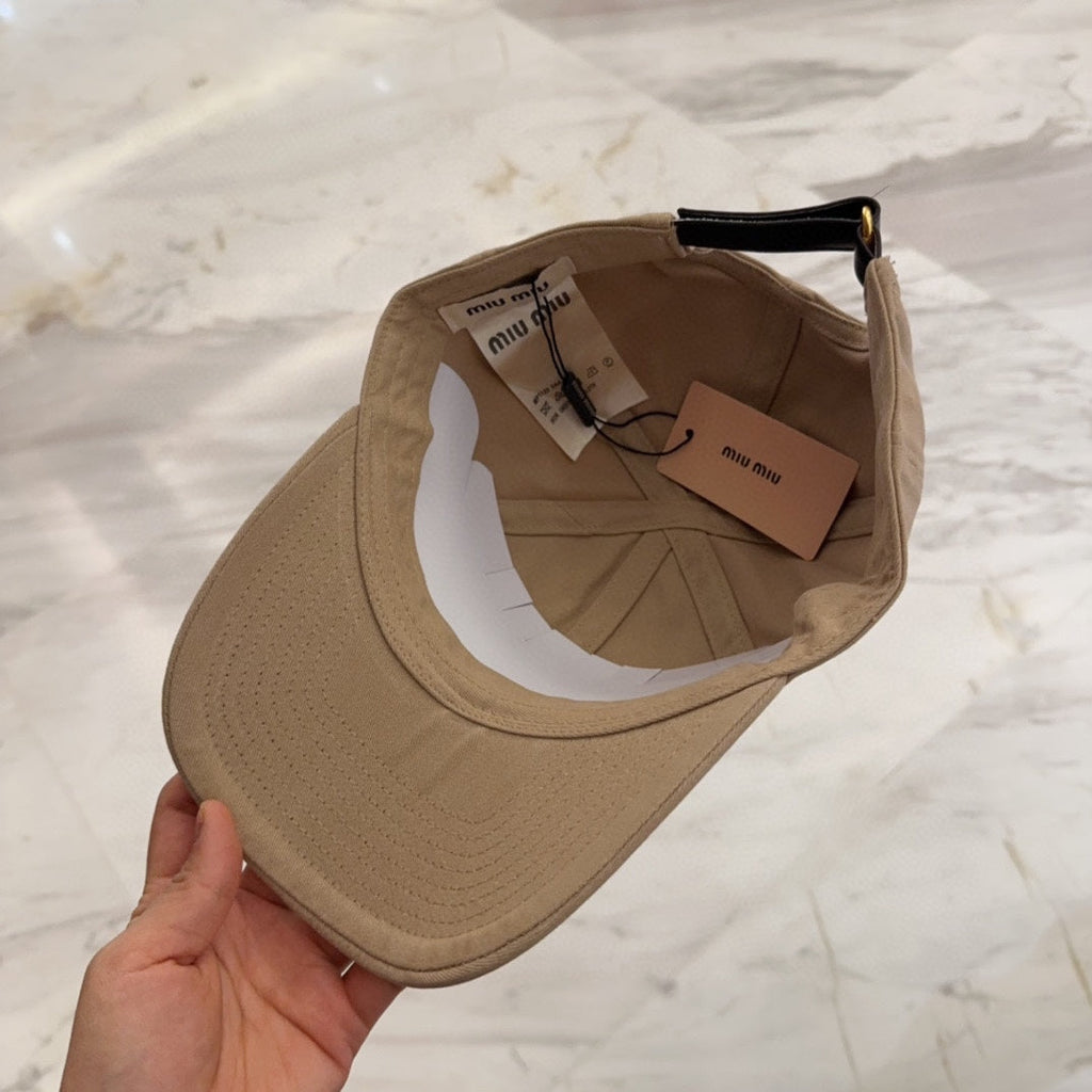 MM BASEBALL CAP IN BEIGE FABRIC EMBROIDERED LOGO STYLE 8