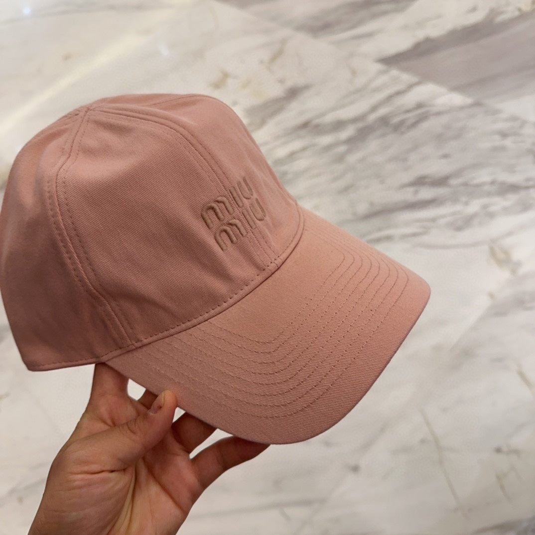 MM BASEBALL CAP IN MELON PINK FABRIC EMBROIDERED LOGO STYLE 4