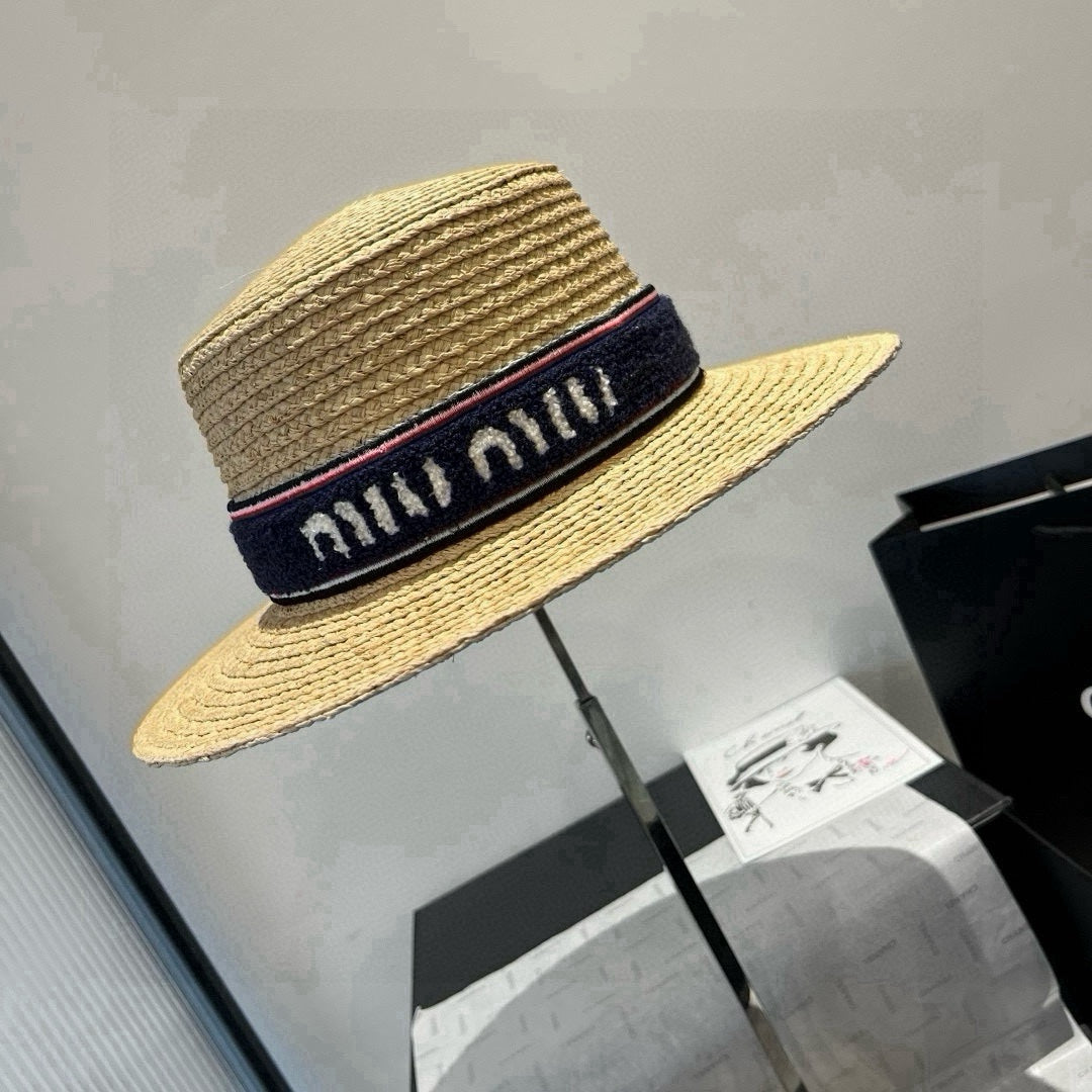 MM STRAW HAT IN BEIGE RAFFIA