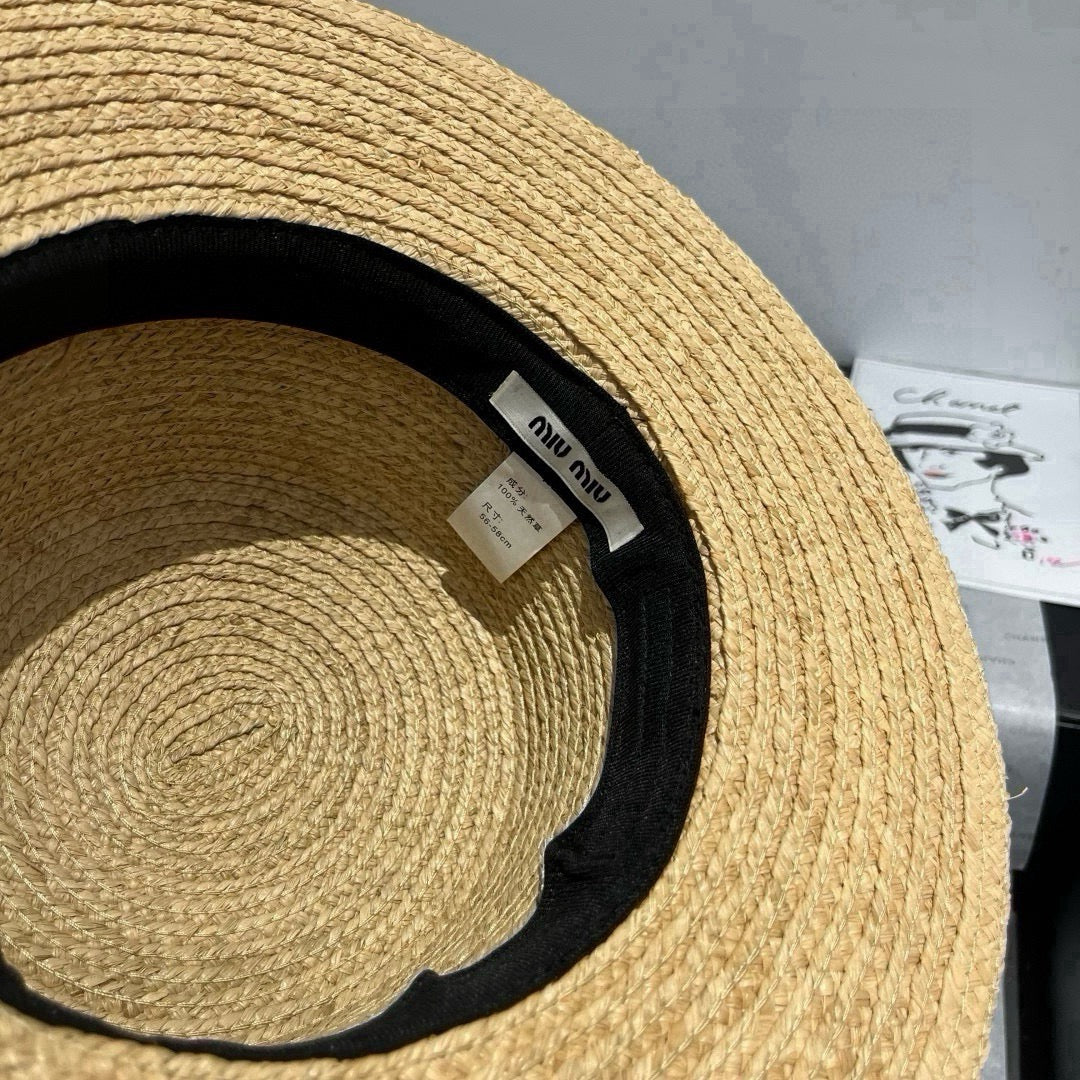 MM STRAW HAT IN BEIGE RAFFIA