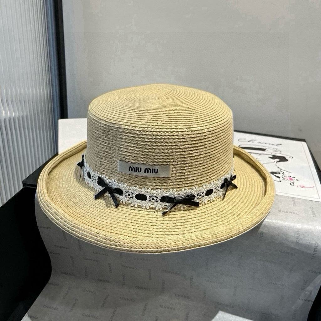 MM SMALL BRIM CURVED STRAW HAT IN BEIGE