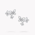 TRIPLE BUTTERFLY SIHOUETTE SILVER DIAMOND EARRINGS