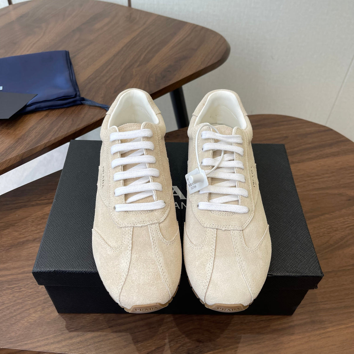 PRADA 25S SNEAKER IN LIGHT BEIGE SUEDE STYLE 11