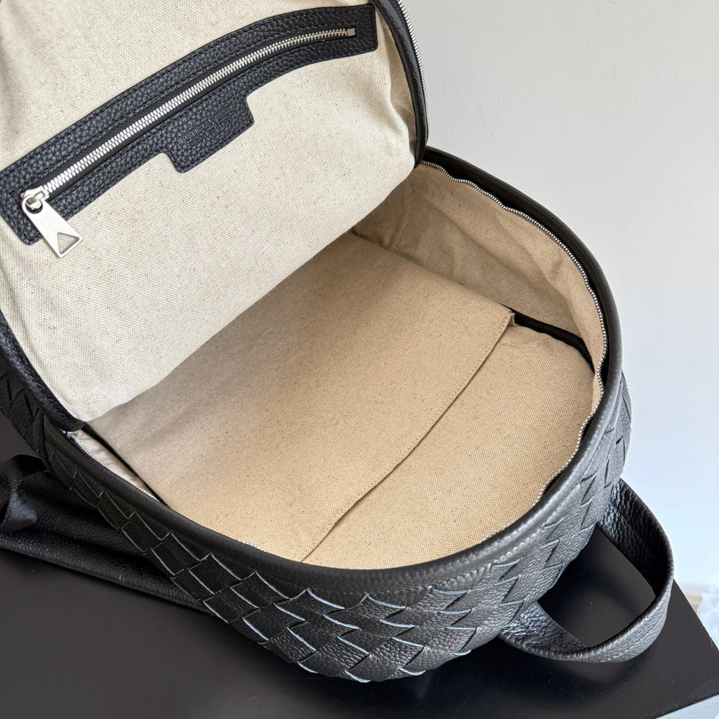 BOTTEGA VENETA 25S INTRECCIATO BAG 46 IN BLACK CALFSKIN SILVER HARDWARE