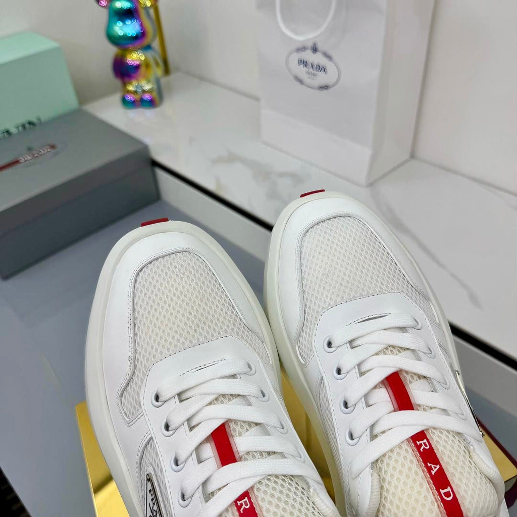 PRADA 25S SNEAKERS IN WHITE CALFSKIN