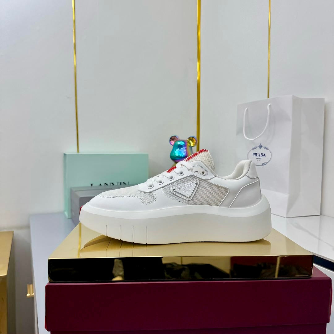 PRADA 25S SNEAKERS IN WHITE CALFSKIN