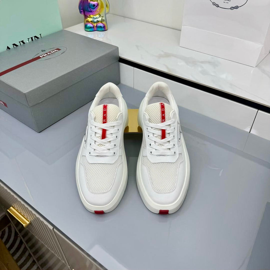 PRADA 25S SNEAKERS IN WHITE CALFSKIN