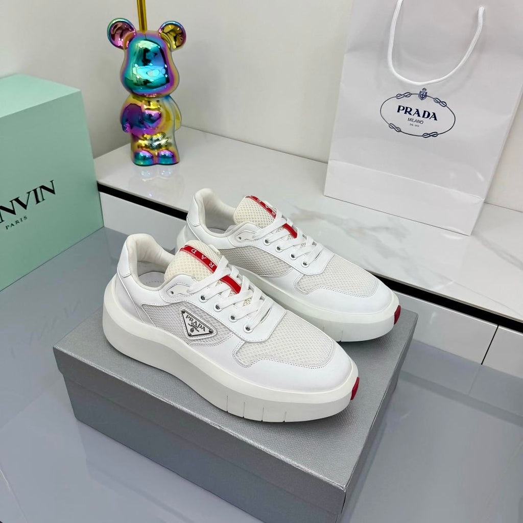 PRADA 25S SNEAKERS IN WHITE CALFSKIN