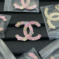 18K  Chanel Pink & Black Heart Brooch