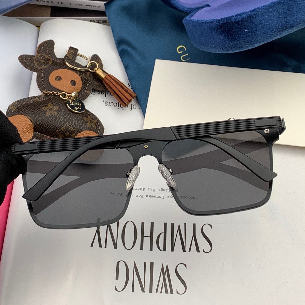 RECTANGULAR FRAME SUNGLASSES G7809 IN METAL