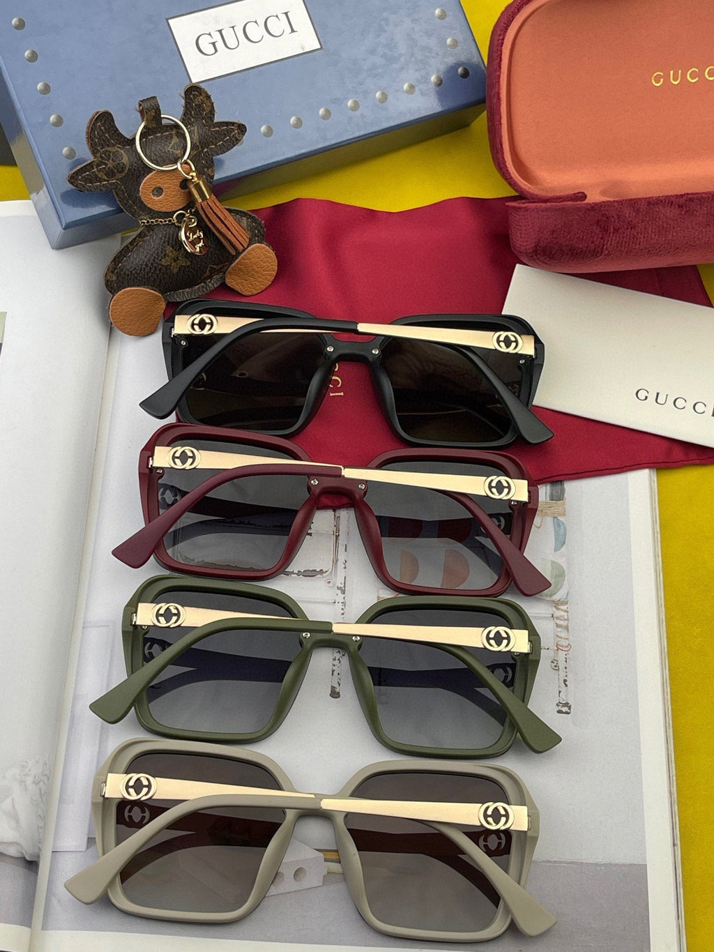 BORDERED SQUARE FRAME SUNGLASSES G0607 IN ACETATE