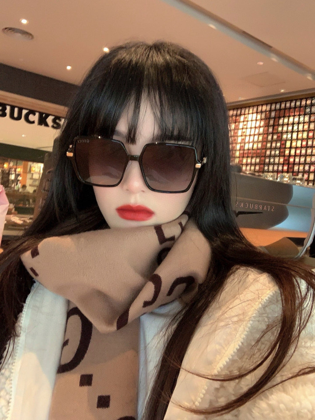 OVERSIZED SQUARE FRAME SUNGLASSES G1307 IN ACETATE AND METAL
