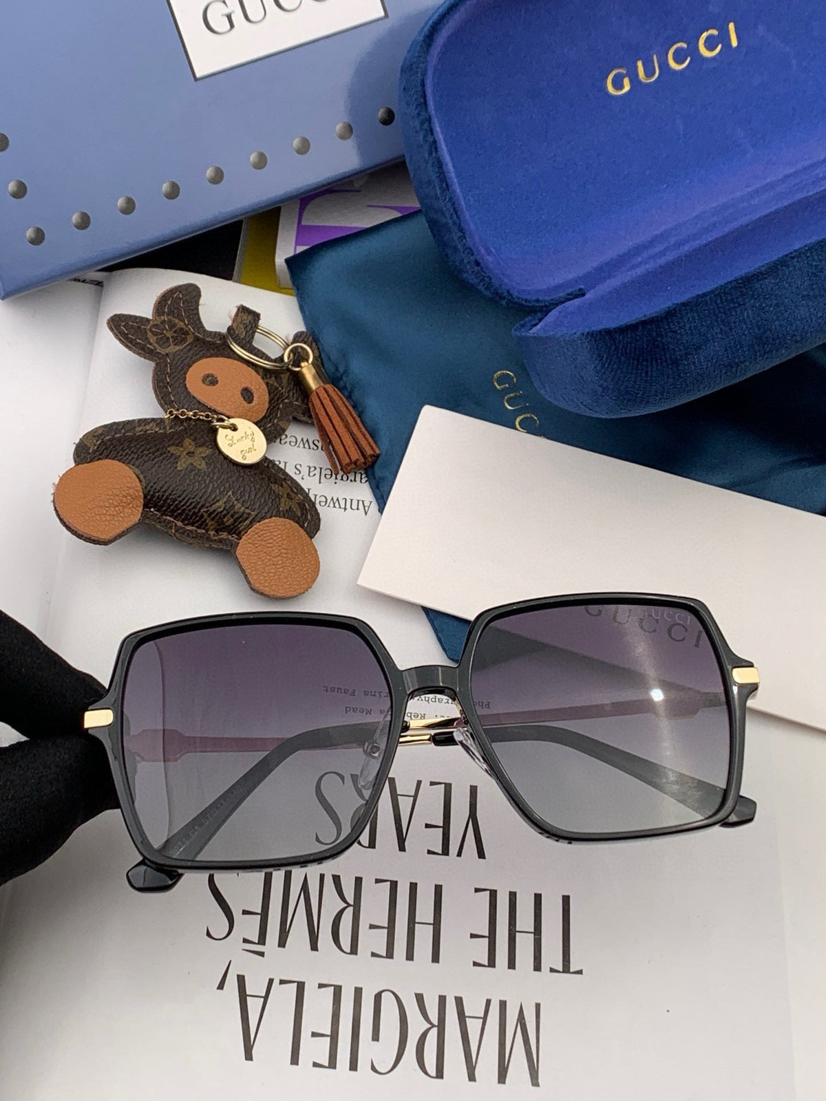 OVERSIZED SQUARE FRAME SUNGLASSES G1307 IN ACETATE AND METAL