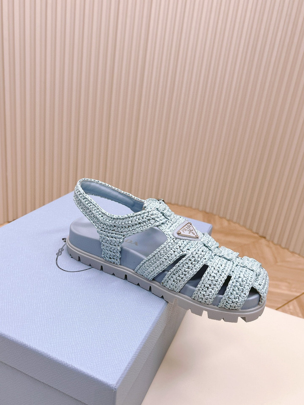PRADA RUBBER FISHERMAN SANLS SKY LAMBSKIN