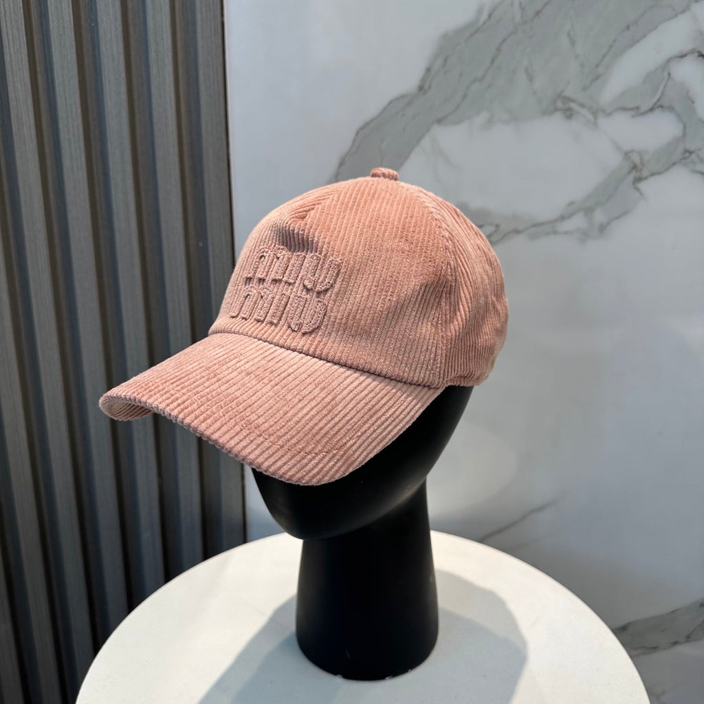 MM BASEBALL CAP IN PEACHY PINK VELVET