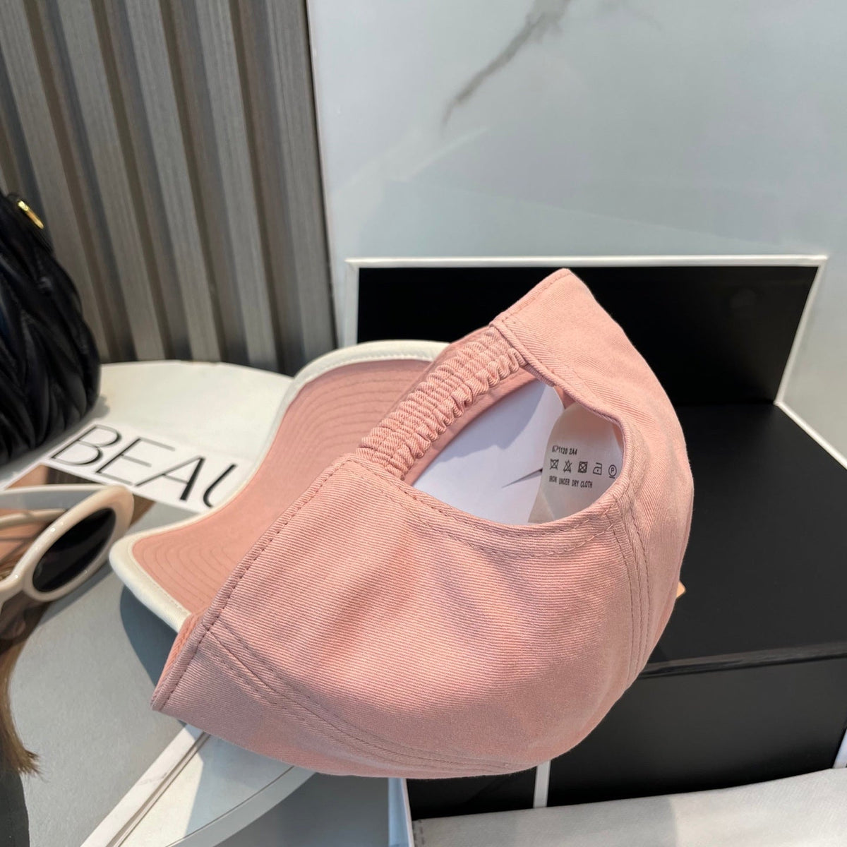 MM BASEBALL CAP IN PEACHY PINK FABRIC STYLE 8