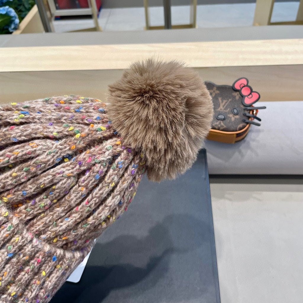 BEANIE HAT IN MEDIUM BROWN WOOL LINED WITH FLEECE 436775