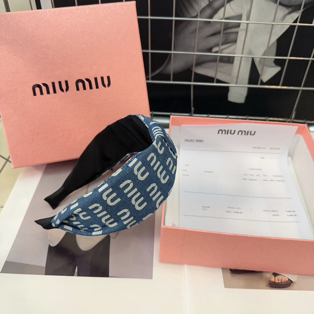 DENIM LETTER HEADBAND BALTIC BLUE MIX WHITE 205578