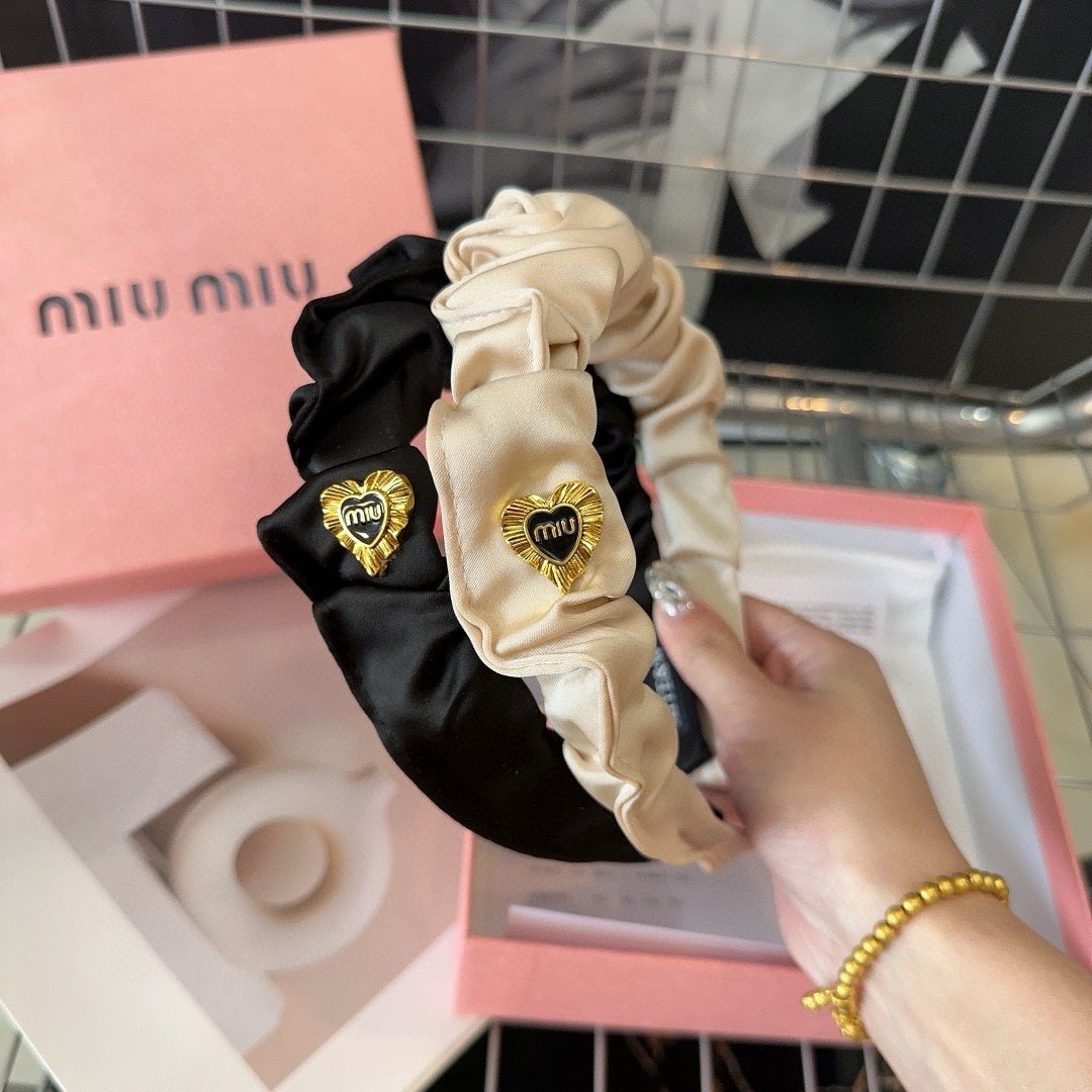 HEADBAND IN BLACK COTTON GOLD HARDWARE 425520