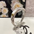 SILK THICK HEADBAND WHITE FLOWER PRINT 239958