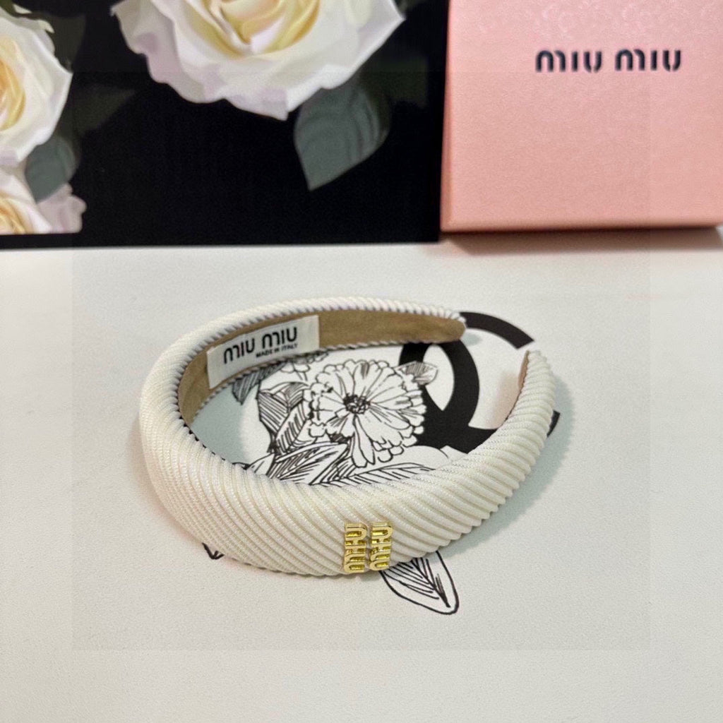THICK HEADBAND IN WHITE CORDUROY 412477