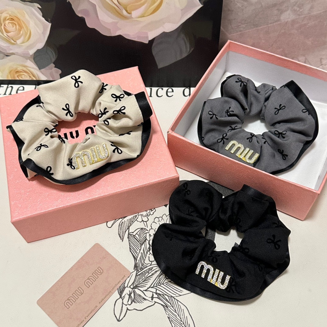 HAIR TIE IN GRAY MIX BLACK SPANDEX FABRIC 432829