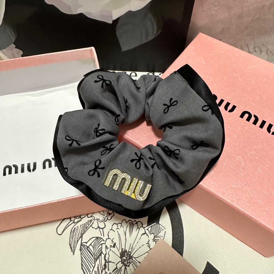 HAIR TIE IN GRAY MIX BLACK SPANDEX FABRIC 432829