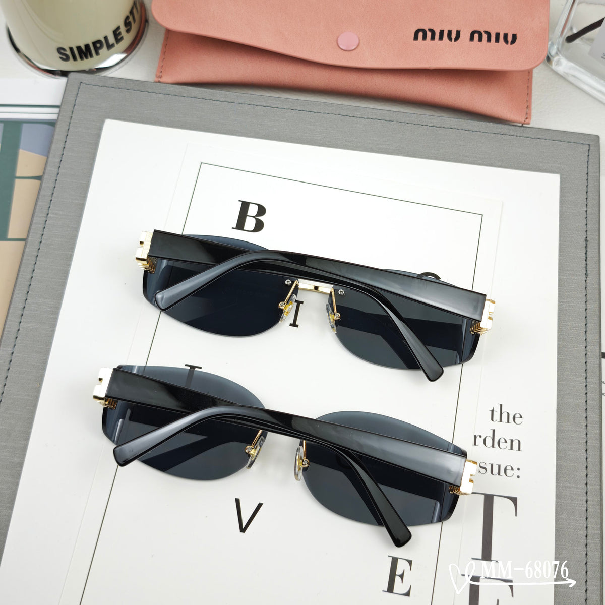LOGO SUNGLASSES 68076 IN BLACK ACETATE