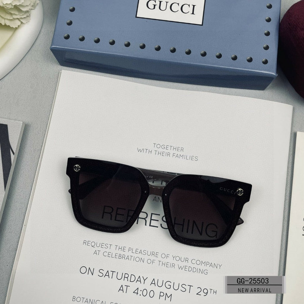 EMBOSSED LOGO SQUARE FRAME SUNGLASSES 25503 IN ACETATE