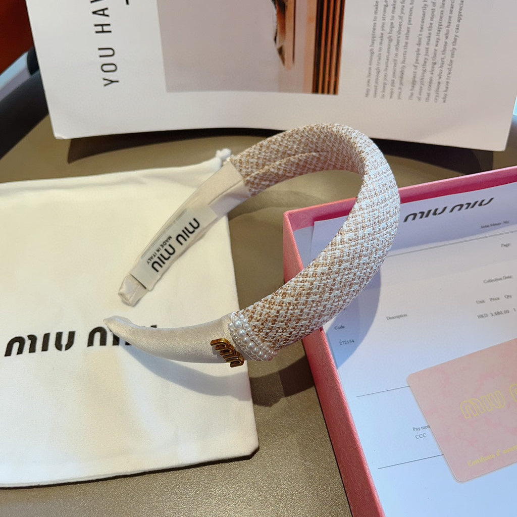 HEADBAND IN WHITE TWEED AND SILK 262050
