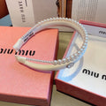 HAIR BAND IN WHITE COTTON ATTACHED PEARL CHAIN 418900