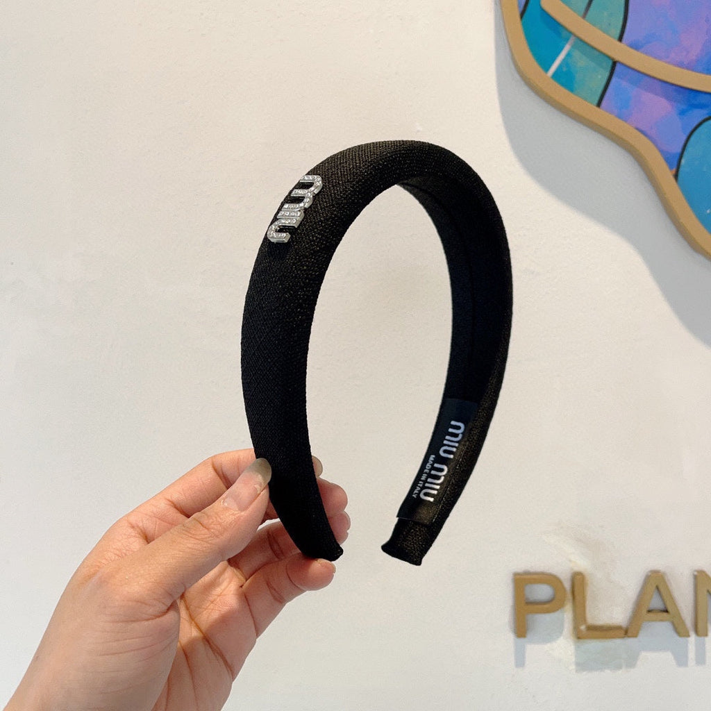 THICK HAIR BAND IN BLACK RAW FABRIC 423578