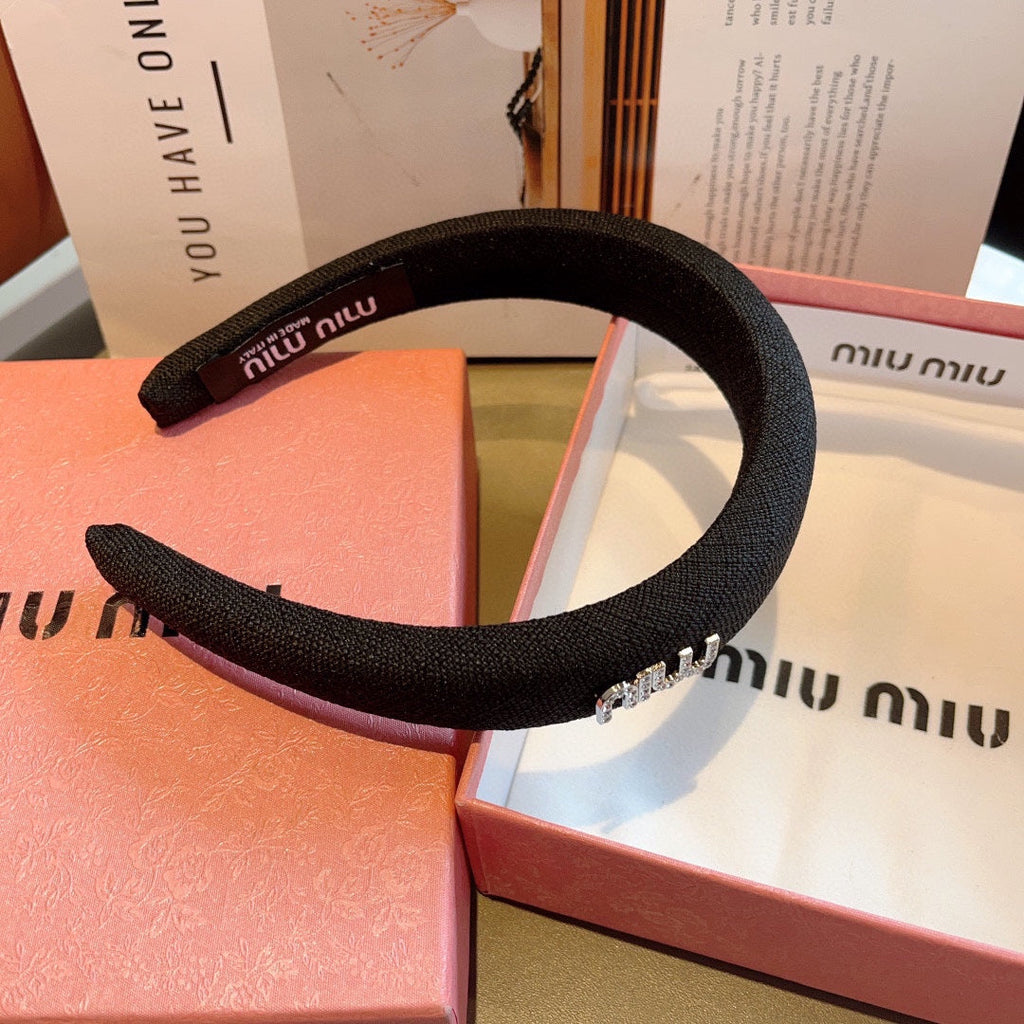 THICK HAIR BAND IN BLACK RAW FABRIC 423578
