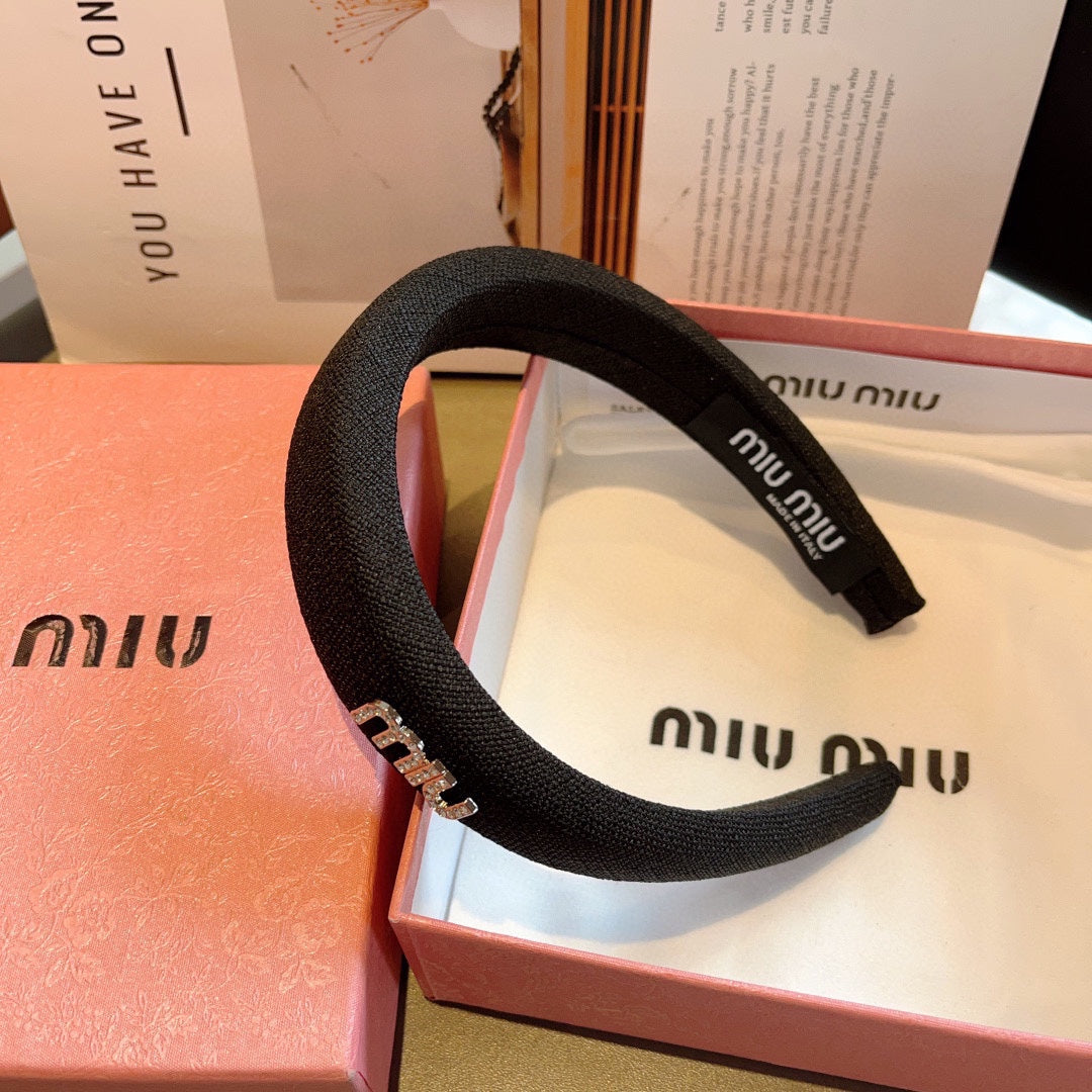 THICK HAIR BAND IN BLACK RAW FABRIC 423578