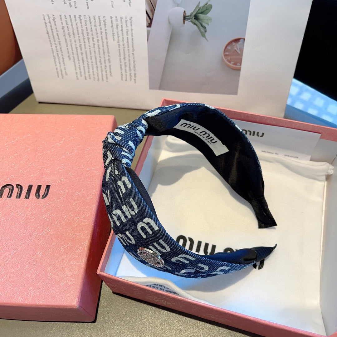 HEADBAND IN PRUSSIAN BLUE DENIM 432756