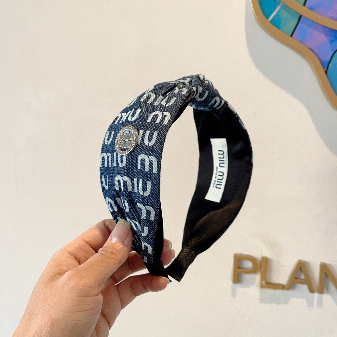 HEADBAND IN PRUSSIAN BLUE DENIM 432756