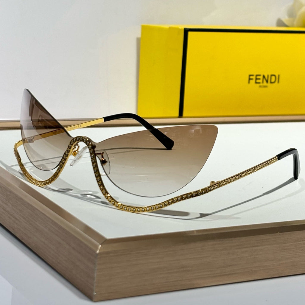 CRYSTAL STUDDED CAT-EYE FRAME SUNGLASSES FE40158 IN METAL