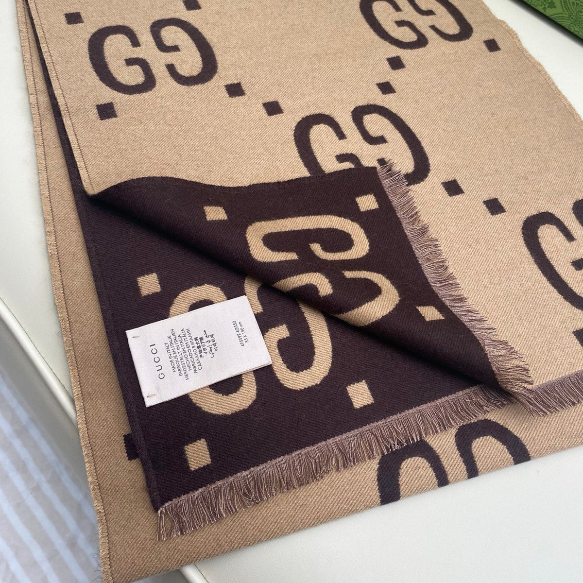 GUCCI 25S SCARF 190 IN WOOL SILK 742030