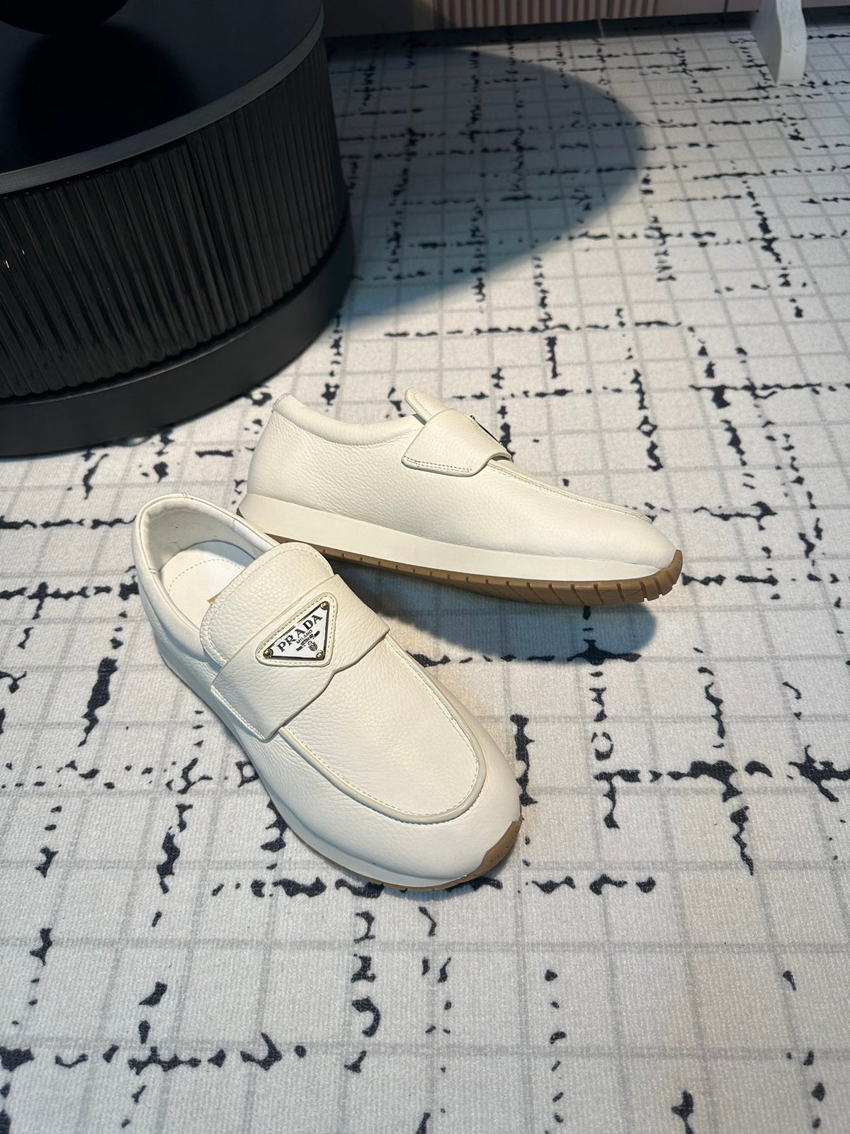 PRADA SPORTY STYLE LOAFERS WHITE CALFSKIN