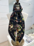 DIOR REVERSIBLE PRINTED SQUARE SCARF 90 CM IN BLACK SILK 735867