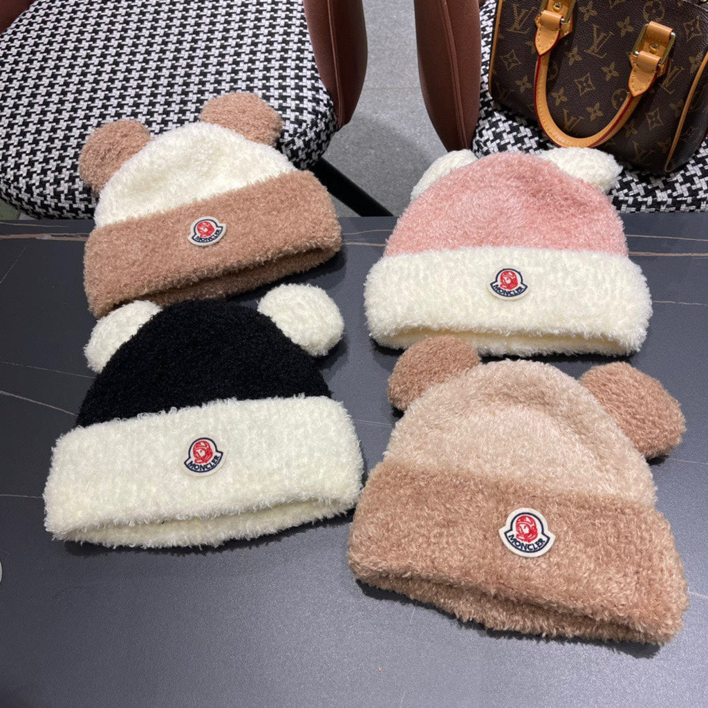 BEANIE HAT IN BLUSH PINK MIX WHITE WOOL AND RABBIT FUR 437686
