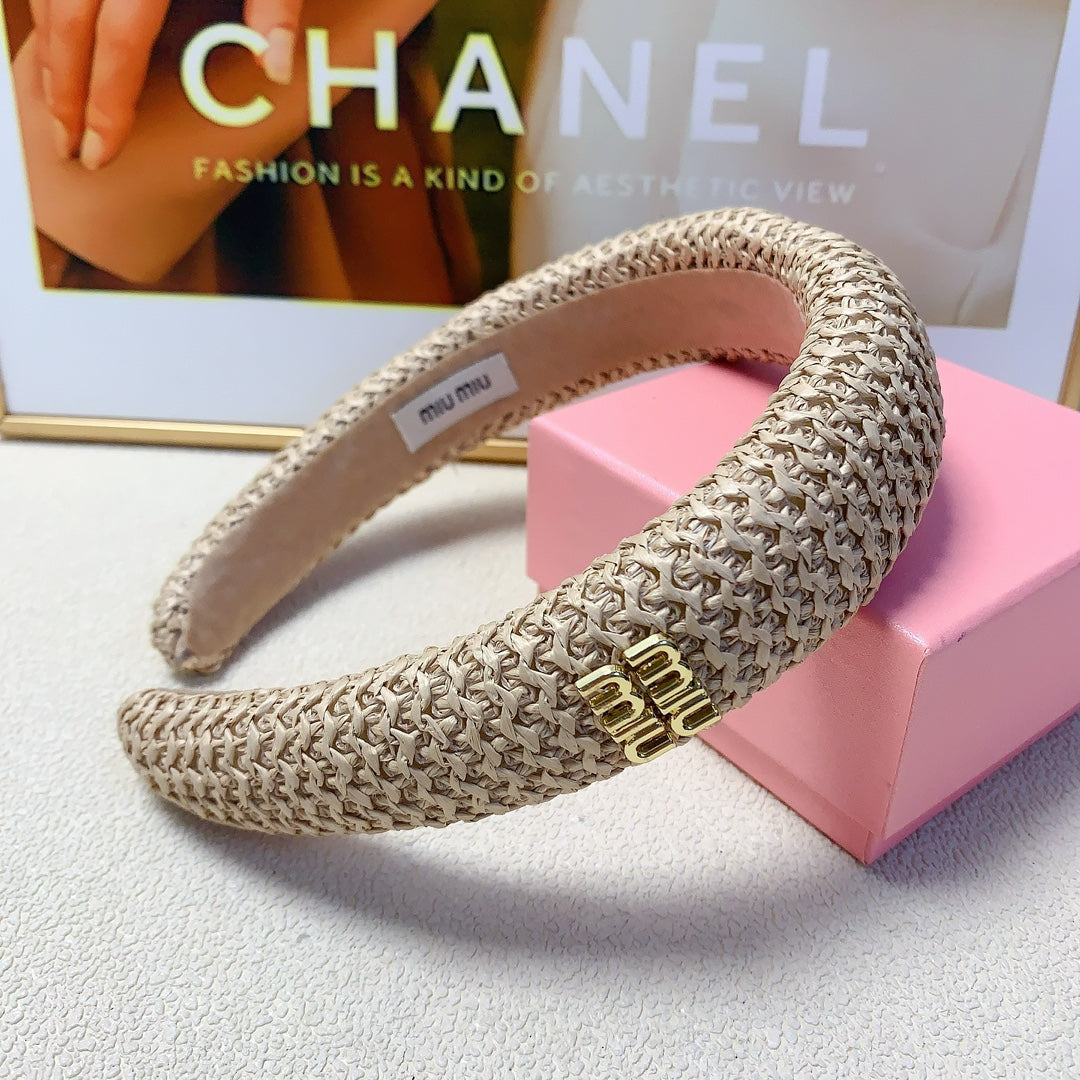 HEADBAND IN BEIGE RAFFIA 241189