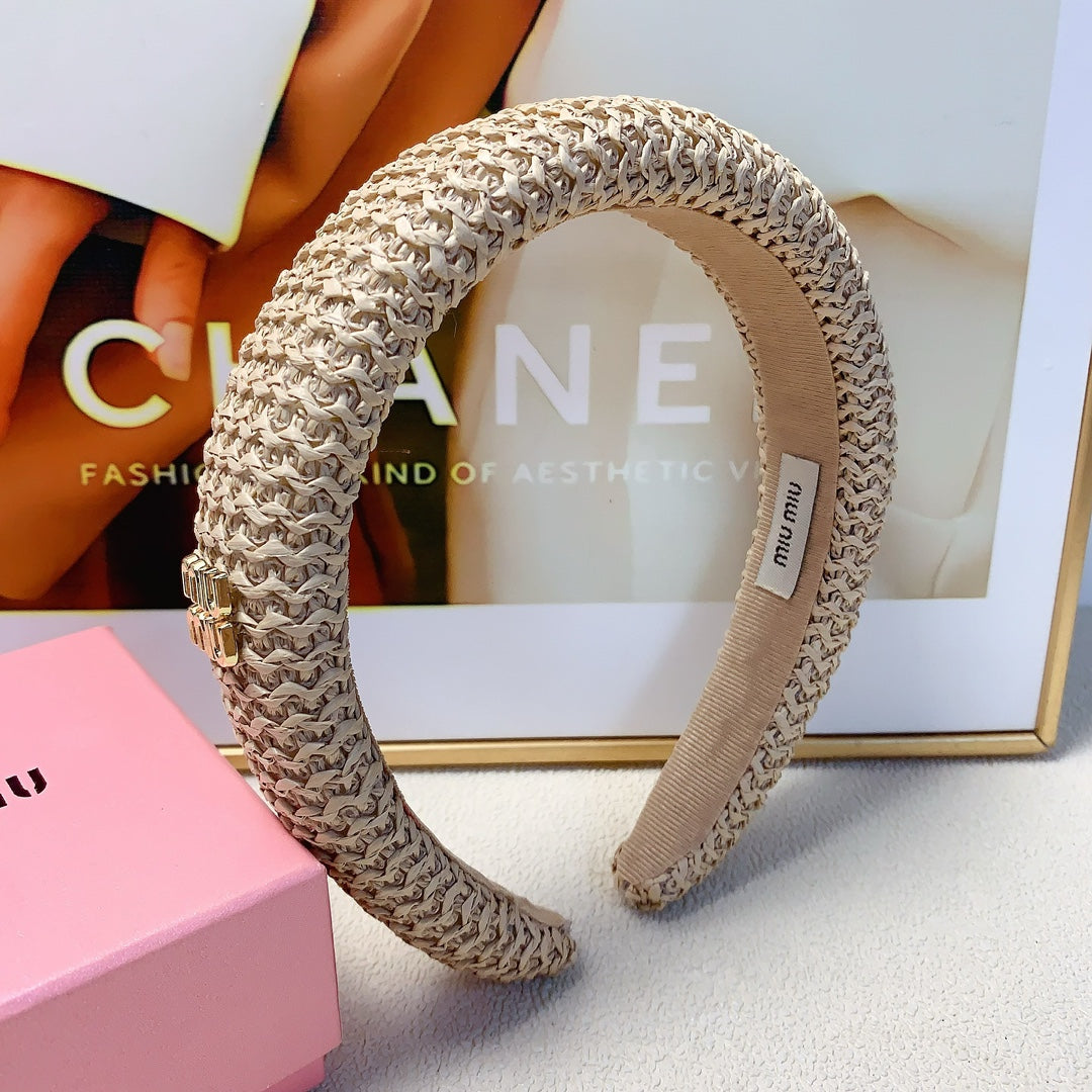 HEADBAND IN BEIGE RAFFIA 241189